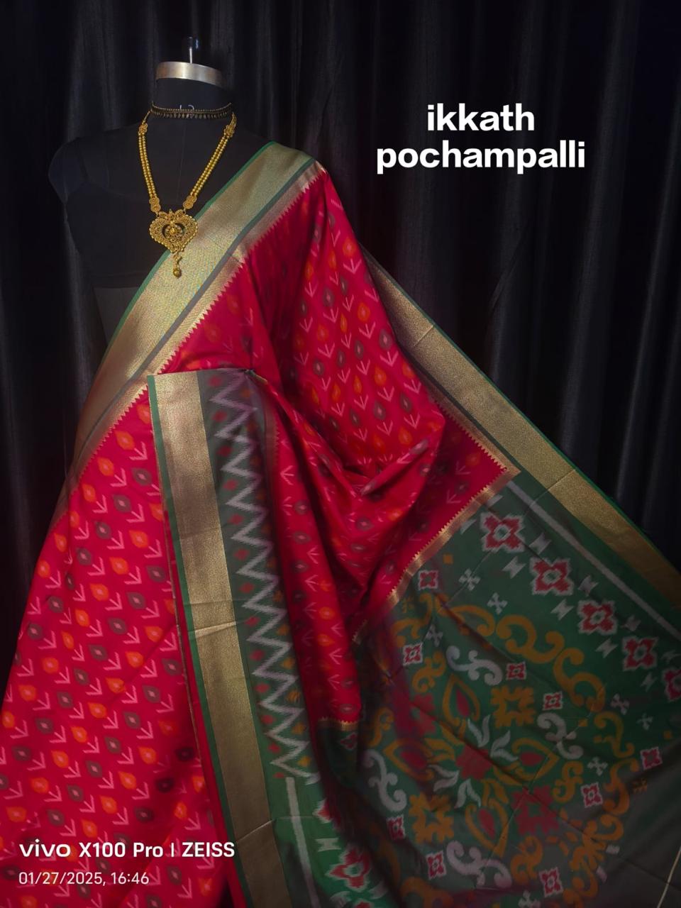 Pochampally Ikkat Pure Pattu Silk Saree