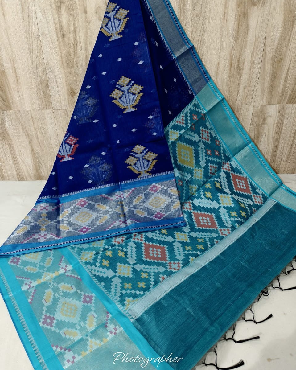 Pochampally Designer Printed & Dola Silk Fabric Saree