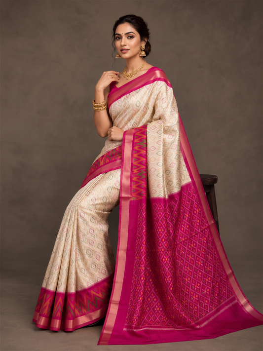 Multicolor Dola Silk Saree With Unstitched Blouse Piece For Women