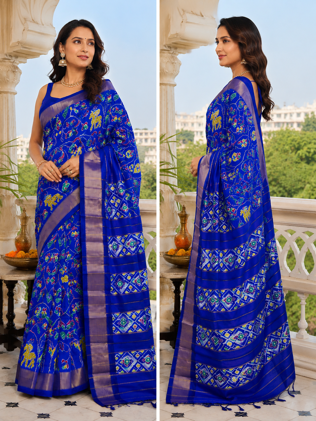 Pochampally Designer Printed & Dola Silk Fabric Saree
