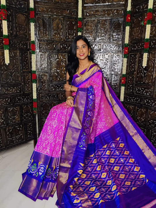 Pochampally Ikkat Dola Silk Patola Style Saree