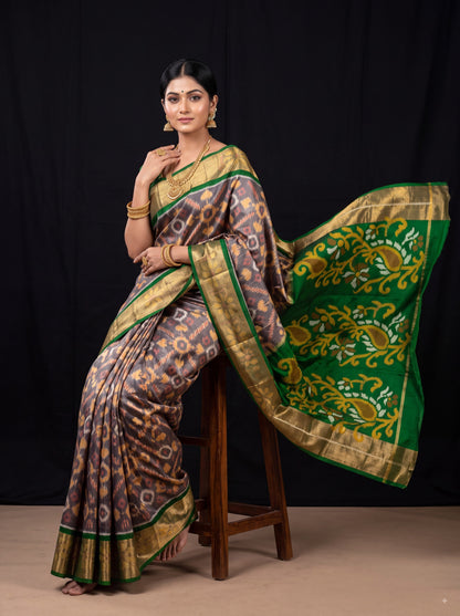 Pochampally Designer Printed & Dola Silk Fabric Saree