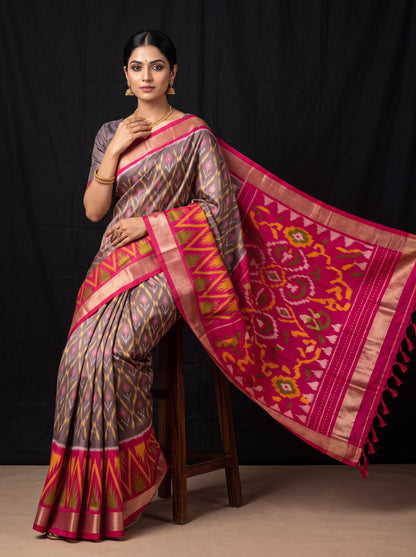 Pochampally Designer Printed & Dola Silk Fabric Saree