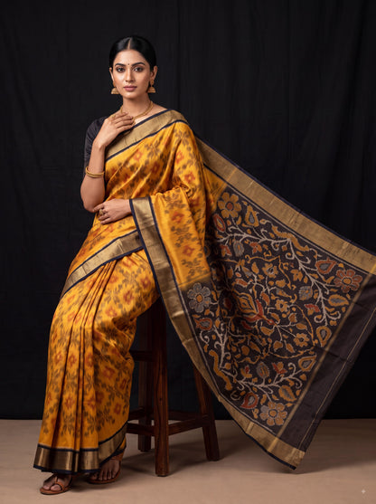 Pochampally Designer Printed & Dola Silk Fabric Saree