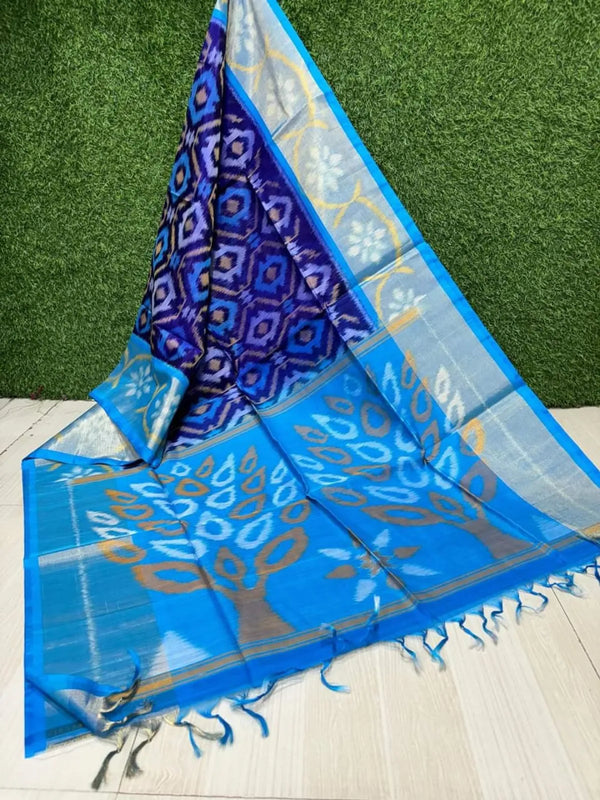 Pochampally Designer Printed & Dola Silk Fabric Saree