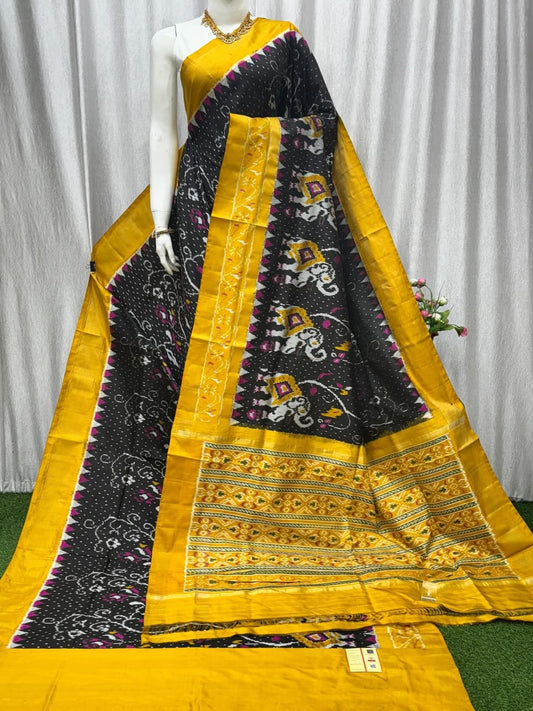 Pochampally Ikkat Pure Silk Saree with Red Border