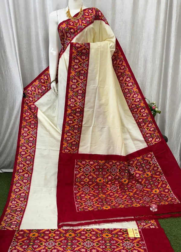 Multicolor Dola Silk Pochampally Printed Designer Saree