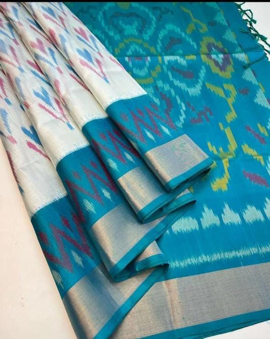 Ikkat Pochampally Handloom Pure Silk Saree | Double Warp