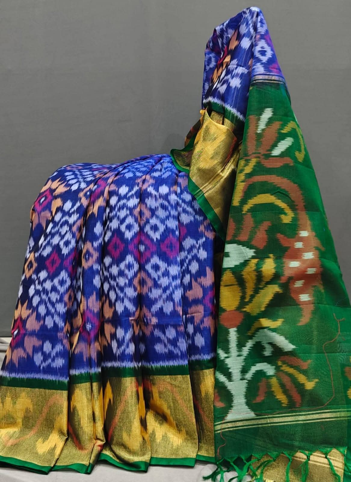 Handwoven Ikkat Style Mysore Soft Silk Saree