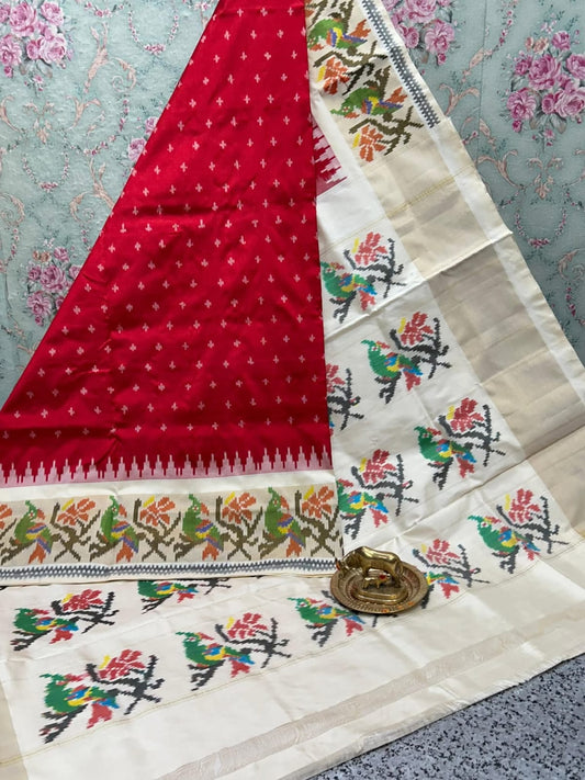 Multicolor Dola Silk Pochampally Designer Saree with Blouse Piece