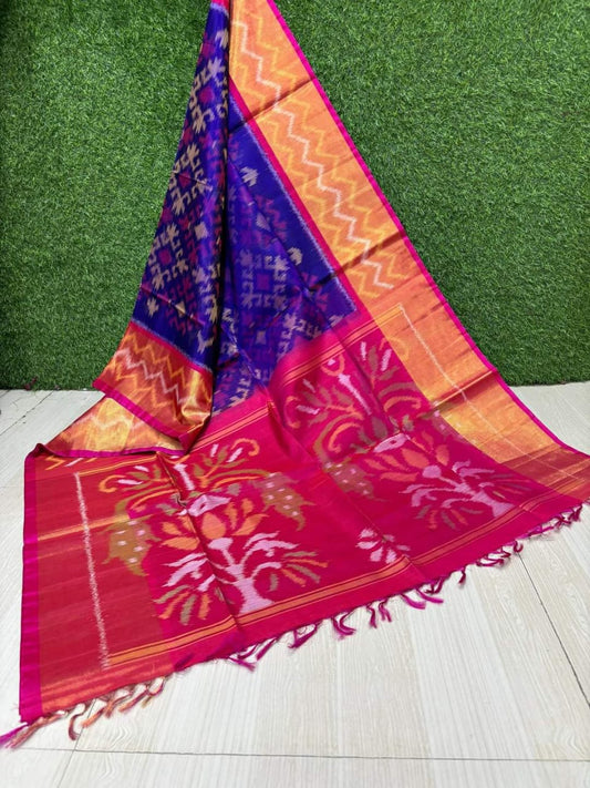 Royal Patola Silk Saree with Red Pallu