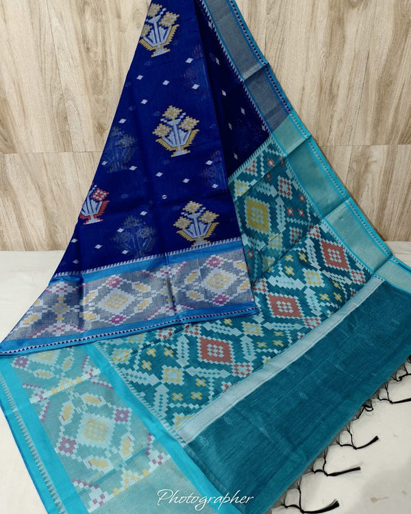 Pochampally Designer Printed & Dola Silk Fabric Saree