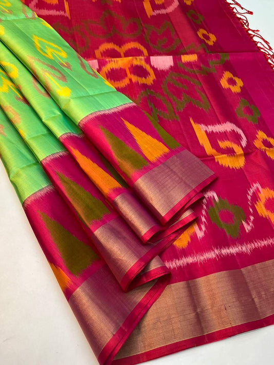 Pochampally Designer Printed & Dola Silk Fabric Saree