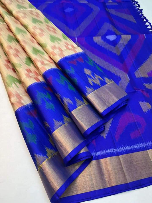 Pochampally Designer Printed & Dola Silk Fabric Saree