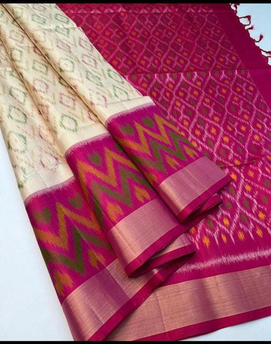 Multicolor Dola Silk Saree With Unstitched Blouse Piece For Women