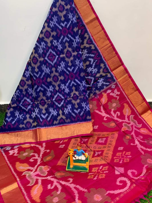 Dola Silk Pochampally Designer Printed Saree With Unstitched Blouse Piece For Women
