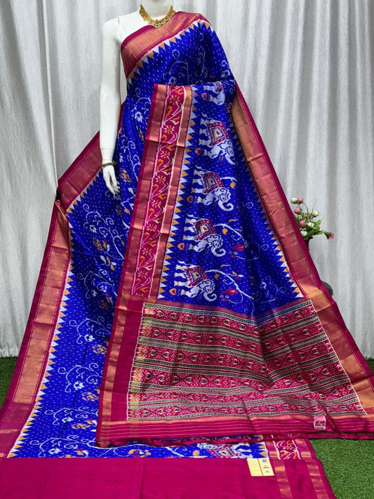 Dola Silk Pochampally Designer Printed Saree With Unstitched Blouse Piece For Women