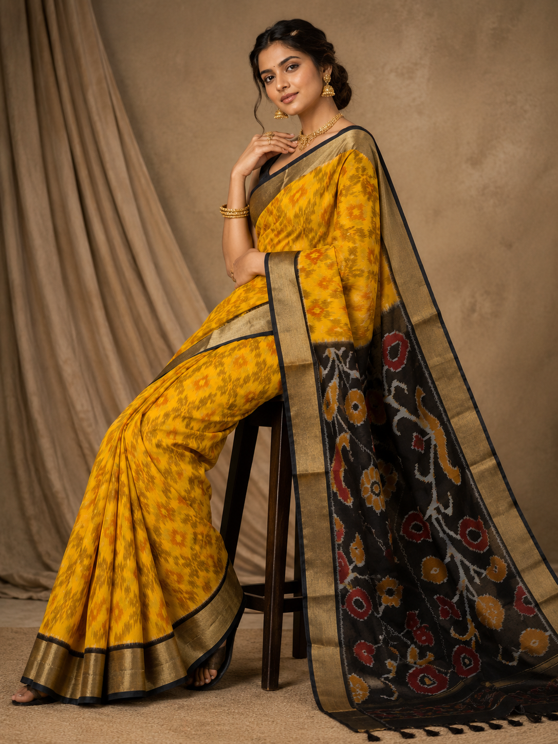 Multicolor Dola Silk Saree With Unstitched Blouse Piece For Women