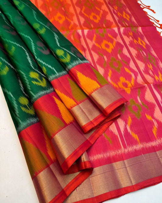 Designer Twill Ikkat & Dola Silk Saree