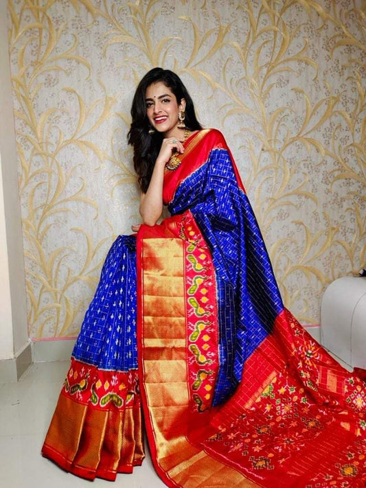 Pochampally Ikkat & Dola Silk Blend Saree